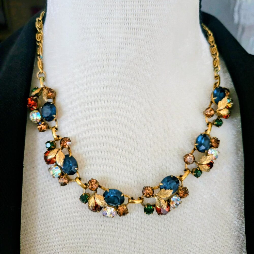 Vintage Coro Scheherazade Multi Color Rhinestone Necklace